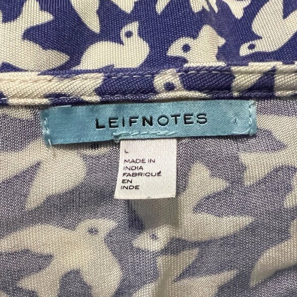 Anthropologie Leifnotes Women Blue Dove Bird Print Dress Size L Asymmetrical - Picture 8 of 9